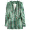 NEW2023 2023   Woman Casual Traf Coats Autumn Winter Thick Green Tweed Woolen Blazers V Neck Ornate Buttons Female Jacket