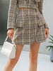 NEW2023 Office plaid women blazer coat green Elegant high waist split female mini skirt lapel long sleeve button blazers