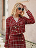NEW2023 Office plaid women blazer coat green Elegant high waist split female mini skirt lapel long sleeve button blazers