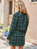 NEW2023 Office plaid women blazer coat green Elegant high waist split female mini skirt lapel long sleeve button blazers