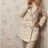 NEW2023 Women Tweed Blazer Long Sleeves Double breasted Elegant Office Lady Suit Casual Woman Blazer Suit veste femme