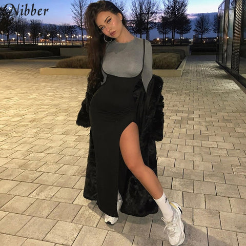 NIBBER black sexy camis dresses women party long dress beach vacation year 2023 spring summer slim soft stretch fashion