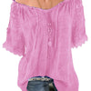 Elegant Off Shoulder Chiffon Shirt Women Summer Plus Size Blouse Shirt 2022 Lace Short Sleeve Ladies Loose Blusas Mujer