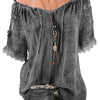 Elegant Off Shoulder Chiffon Shirt Women Summer Plus Size Blouse Shirt 2022 Lace Short Sleeve Ladies Loose Blusas Mujer