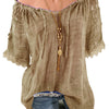 Elegant Off Shoulder Chiffon Shirt Women Summer Plus Size Blouse Shirt 2022 Lace Short Sleeve Ladies Loose Blusas Mujer