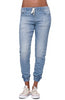 Spring Washed Jeans Women Solid Drawstring Straight Jeans Pants Femme Summer Fashion Vintage Slim Feet Denim Pants