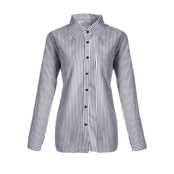 Striped Casual Button Blouse Tops Autumn Women Work Shirts Long Sleeve Shirt Loose Blusas Femme Sexy Tee Plus Size 3XL
