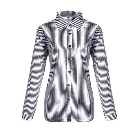 Striped Casual Button Blouse Tops Autumn Women Work Shirts Long Sleeve Shirt Loose Blusas Femme Sexy Tee Plus Size 3XL