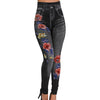 Women Floral Denim Jeans Leggings Women 2022 Fashion Rose Print Pencil Pants Plus Size Casual High Waist Leggings