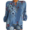 Women Long Sleeve Shirts Autumn Flower Print V Neck Slim Shirts Casual Ladies Elegant Blouse Shirts Plus Size 5XL