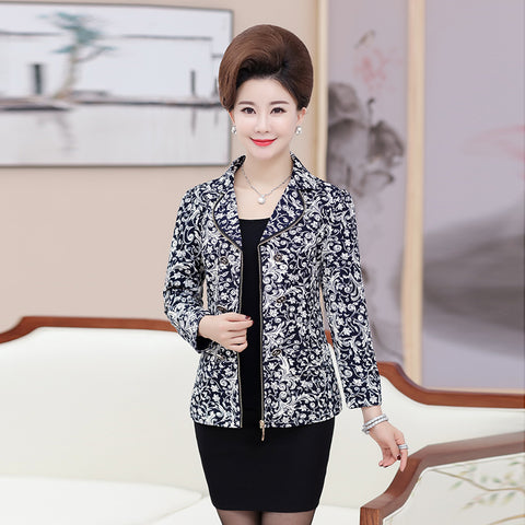 Autumn Women Blazer Coat Long Sleeve Zipper Mother's Jacket Office  High-Grade Fashion Slim Suits Outwear