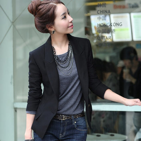 New Women Slim  Blazer Feminino Coat Casual Long Sleeve Jacket Suit Female Work Wear Office Suit Lady Tops