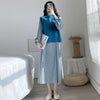 NIJIUDING Women's Spring O-neck Long Sleeve Dresses Floral Printing  Drawstring Lace Up Literary Retro Long Dress Lantem Sleeve