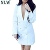 2022 Black White Women Blazer Outfits Spring Autumn Casual Office Work Blazer Dress Long Sleeve Buttons Jacket Slim Fit Coat