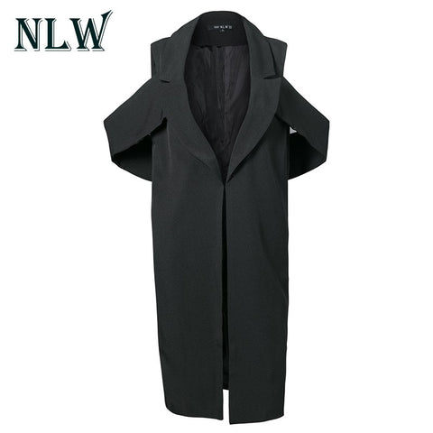 Black White Blazer Vest Off Shoulder Gilet 2022 Women Apring Summer Autumn Casual Loose Office Work Waistcoat Blazer Outfits