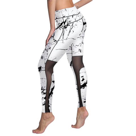 Fashion Push Up Printed Mesh Leggings Women Plus Size Workout Leggings Sexy Activewear Polyester Leggings S-3XL 4 Colors