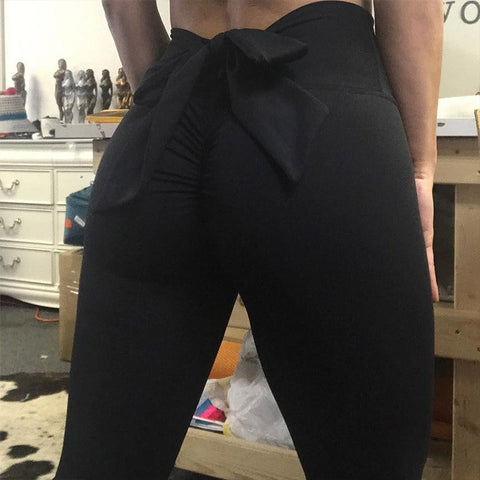 Sexy Push Up Leggings Women Workout Patchwork High Waist Bow Leggins Mujer Black Bodybuilding Stretch Jeggings 3 Color