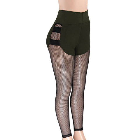 Solid Leggings Women Sexy Mesh Push Up Leggings Female Breathable Trousers High Waist Pants Summer Ladies Clothing