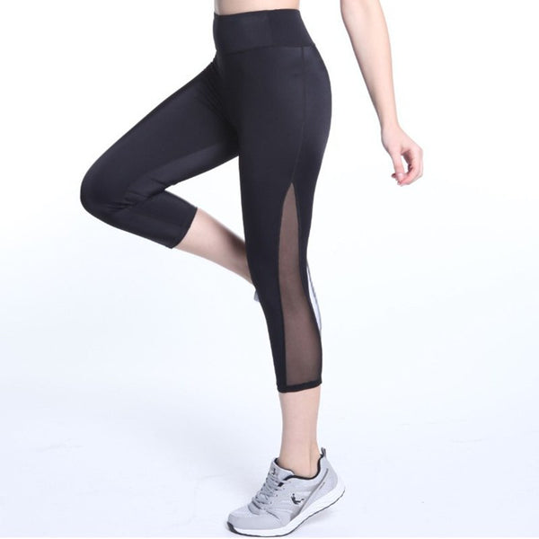 Summer Mesh Fitness Leggings Women Cropped Pants High Waist Patchwork Legging Women Trousers Jeggings