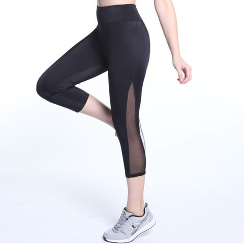 Summer Mesh Fitness Leggings Women Cropped Pants High Waist Patchwork Legging Women Trousers Jeggings