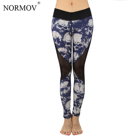 Summer Mesh Skull Leggings Women Push Up Workout Printed Legging Femme Casual Patchwork Leggings 2 Color S-XL