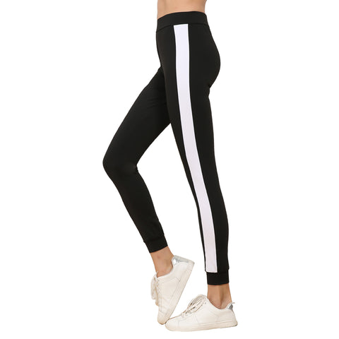 Women's Side Stripe Legging Pants Fashion Large Size Workout Polyester Leggings Activewear Black Leggings Women S-XL