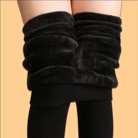 Women's Warm Leggings Winter Cashmere Solid Color Warm Elastic Faux Velvet WiLeggings Thick Slim Strech Leggings Women