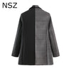 NSZ Women Checked Patchwork Black Oversized Blazer Double Breasted Office Ladies Formal Jacket Fall Coat Outerwear
