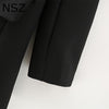 NSZ Women Checked Patchwork Black Oversized Blazer Double Breasted Office Ladies Formal Jacket Fall Coat Outerwear