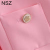 NSZ Women Pink Short Sleeve Summer Blazer Elegant Chic Cropped Top Suit Jacket Ladies Coat Outerwear 2022