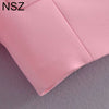 NSZ Women Pink Short Sleeve Summer Blazer Elegant Chic Cropped Top Suit Jacket Ladies Coat Outerwear 2022