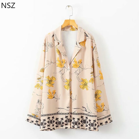 Women Print Blazer Autumn 2022 Long Sleeve Loose Single Breasted Coat Jacket Outerwear