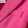 NSZ Women's Oversize Fuchsia Blazer Elegant Stylish Chic Suit Jacket Office Lady Coat Business Casual Outerwear Clothes Rose
