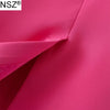 NSZ Women's Oversize Fuchsia Blazer Elegant Stylish Chic Suit Jacket Office Lady Coat Business Casual Outerwear Clothes Rose