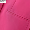 NSZ Women's Oversize Fuchsia Blazer Elegant Stylish Chic Suit Jacket Office Lady Coat Business Casual Outerwear Clothes Rose