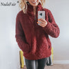 Nadafair 2019 Winter Fluffy Sweater Casual Fleece Warm Oversized Sweater Women Fuax Fur Pullovers Winter Coat Ladies Jumpers