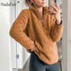 Nadafair 2019 Winter Fluffy Sweater Casual Fleece Warm Oversized Sweater Women Fuax Fur Pullovers Winter Coat Ladies Jumpers