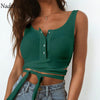 Cotton Stretch Lace-up Bow Tank Tops Women Summer Short T Shirts Sexy Wrap Casual Crop Tops
