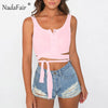 Cotton Stretch Lace-up Bow Tank Tops Women Summer Short T Shirts Sexy Wrap Casual Crop Tops