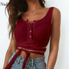Cotton Stretch Lace-up Bow Tank Tops Women Summer Short T Shirts Sexy Wrap Casual Crop Tops
