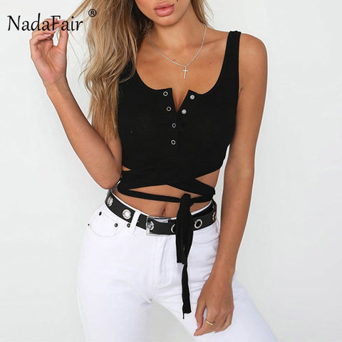 Cotton Stretch Lace-up Bow Tank Tops Women Summer Short T Shirts Sexy Wrap Casual Crop Tops