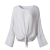 Lace Up Long Sleeve Blouse Women Casual Thin Shirts Plain Color Blusas Ladies Streatwear Pullover Loose Blouse And Top