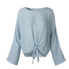 Lace Up Long Sleeve Blouse Women Casual Thin Shirts Plain Color Blusas Ladies Streatwear Pullover Loose Blouse And Top