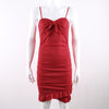 Sexy Ruffle Bow Tie Bodycon Mini Dress Spaghetti Strap Red Black Party Wrap Bandage Sundress Summer Beach Dresses Women