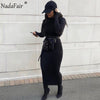 Nadafair Sexy Women Dress Long Sleeve Turtleneck Autumn Winter Solid Casual Basic Black White Bodycon Slim Maxi Dress For Women