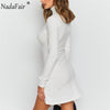 Nadafair Turtleneck Knit Sweater Dress Femme Sexy Split Cut White Black Long Sleeve Casual Basic Bodycon Women's Winter Dress