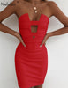 new fashion solid sleeveless backless off shoulder bodycon dress women sexy mini hollow out party dress white red black
