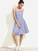 Women Dresses Bandage Cross Bow Midi Summer Dress Blue Striped Sleeveless Sexy Backless Vintage Party Dress Sundress