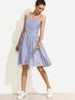 Women Dresses Bandage Cross Bow Midi Summer Dress Blue Striped Sleeveless Sexy Backless Vintage Party Dress Sundress