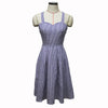 Women Dresses Bandage Cross Bow Midi Summer Dress Blue Striped Sleeveless Sexy Backless Vintage Party Dress Sundress